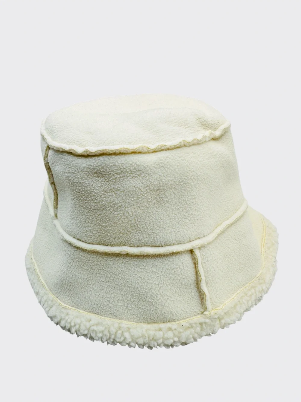 Lands’ End Ivory Sherpa Fleece Bucket Hat Cozy Winter Teddy Hat Medium
